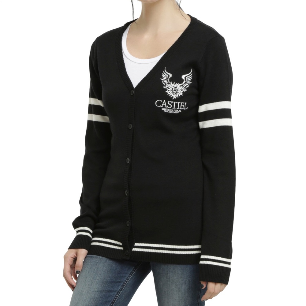 Castiel Wings Cardigan with White Embroidery